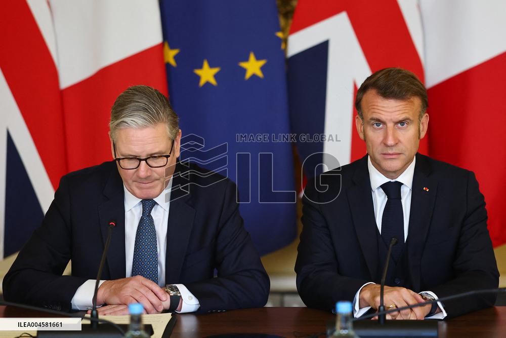 Macron and Starmer at Downing Street for UK-FR Summit - London