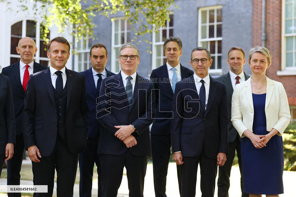 Macron and Starmer at Downing Street for UK-FR Summit - London