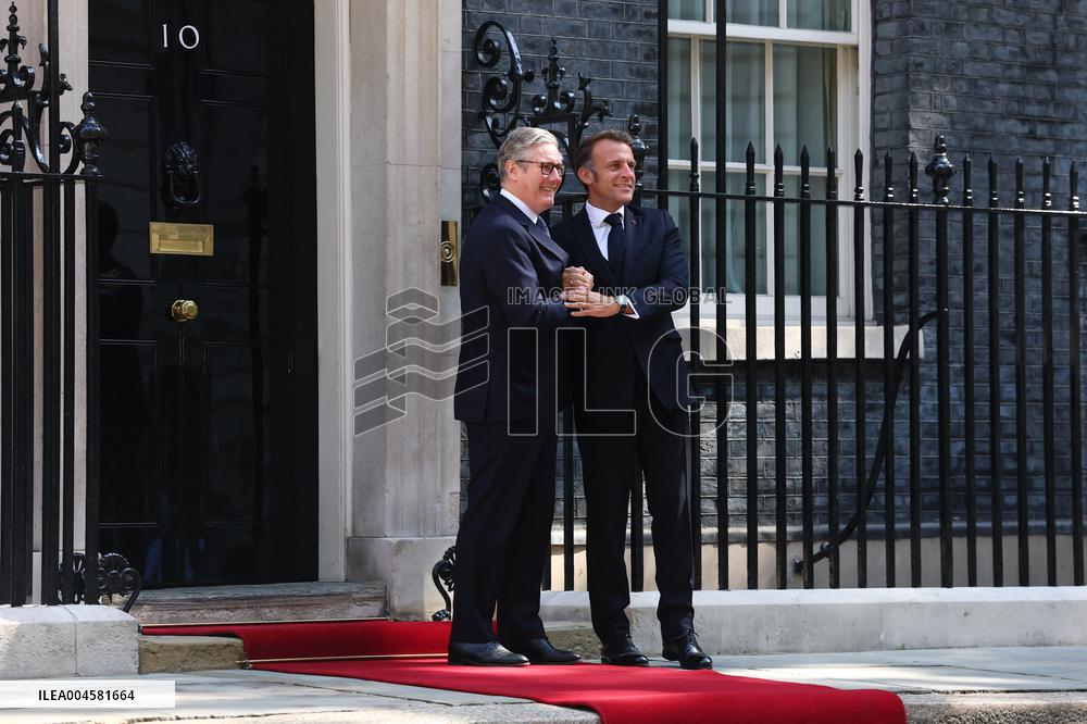 Macron and Starmer at Downing Street for UK-FR Summit - London