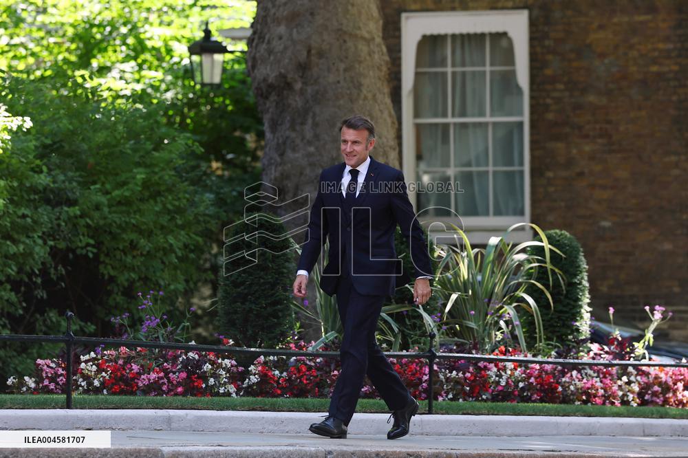 Macron and Starmer at Downing Street for UK-FR Summit - London