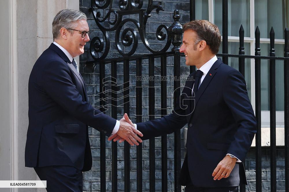 Macron and Starmer at Downing Street for UK-FR Summit - London