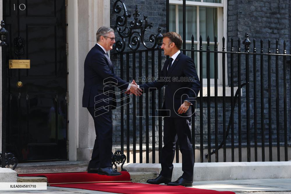 Macron and Starmer at Downing Street for UK-FR Summit - London