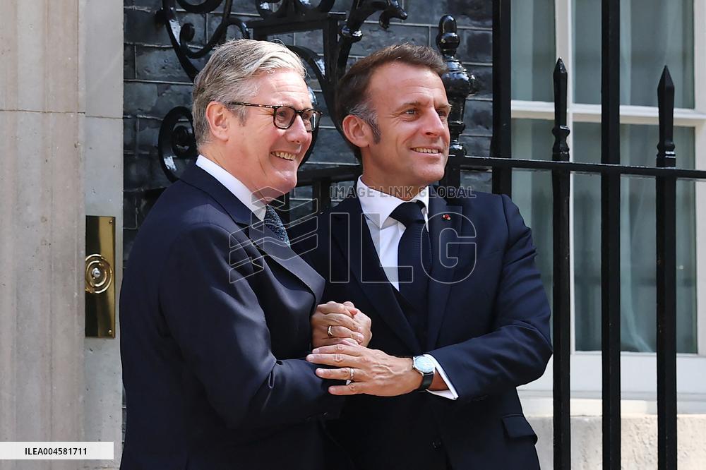 Macron and Starmer at Downing Street for UK-FR Summit - London
