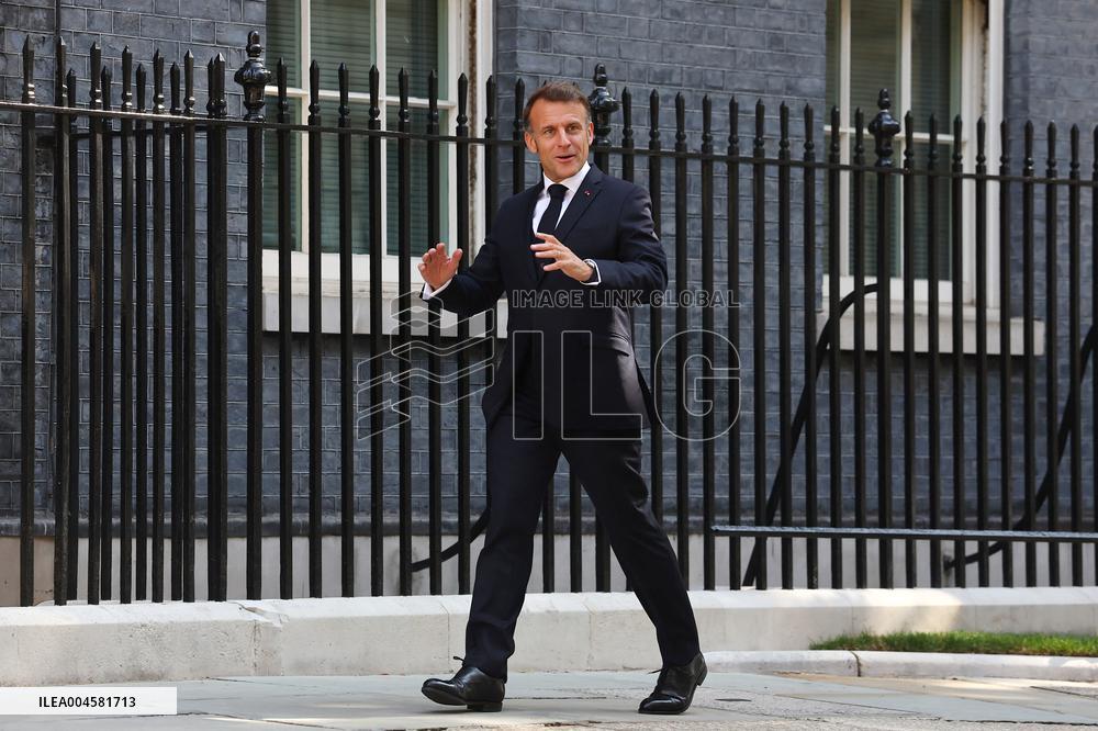 Macron and Starmer at Downing Street for UK-FR Summit - London