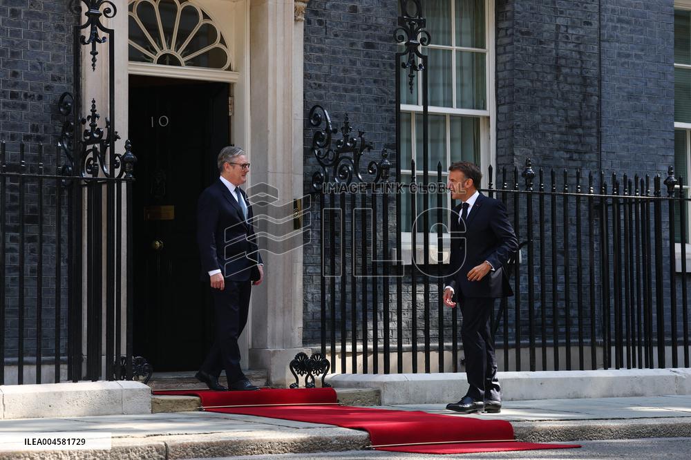 Macron and Starmer at Downing Street for UK-FR Summit - London