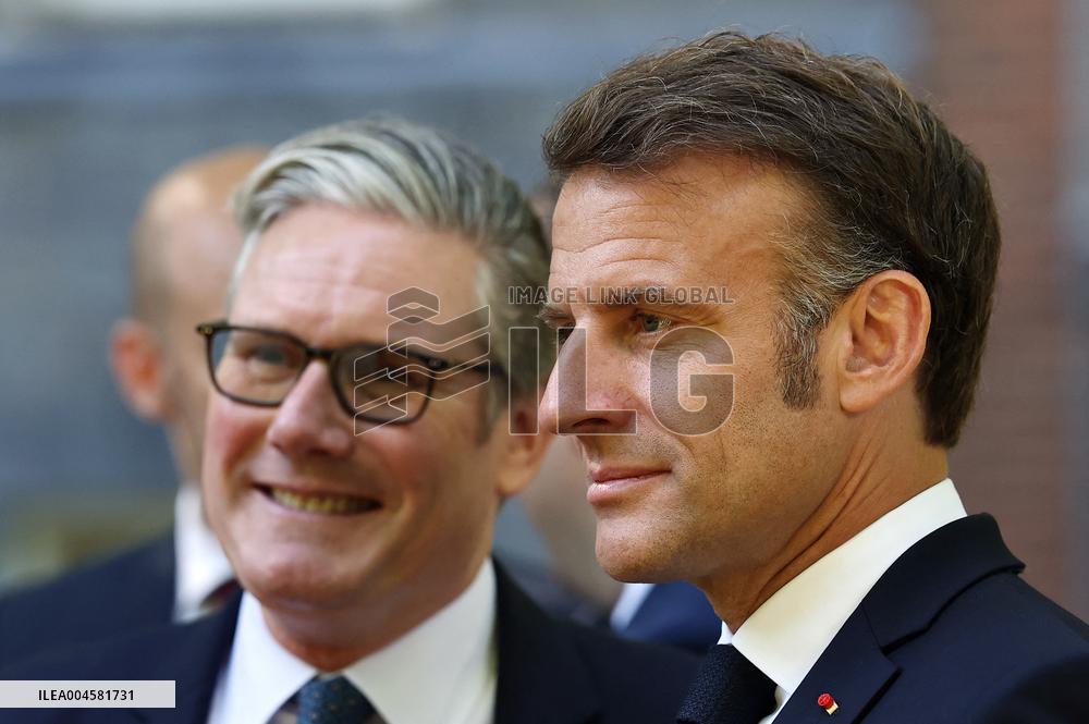 Macron and Starmer at Downing Street for UK-FR Summit - London
