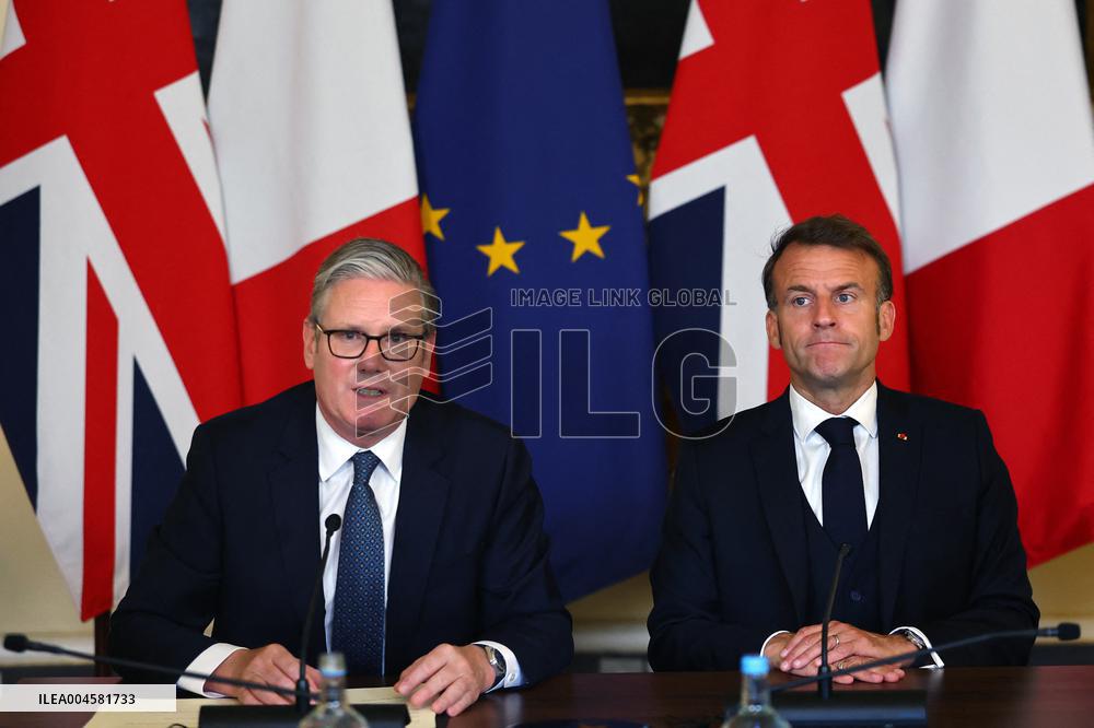 Macron and Starmer at Downing Street for UK-FR Summit - London