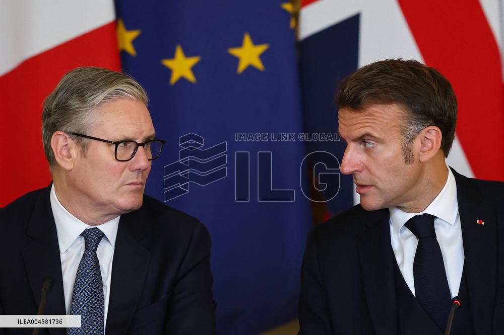 Macron and Starmer at Downing Street for UK-FR Summit - London