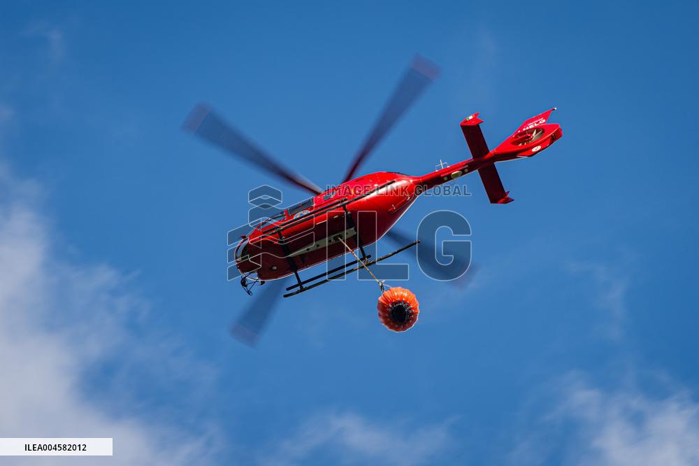 Rieti Mountain Fire Air Rescue Operations Underway - Italy