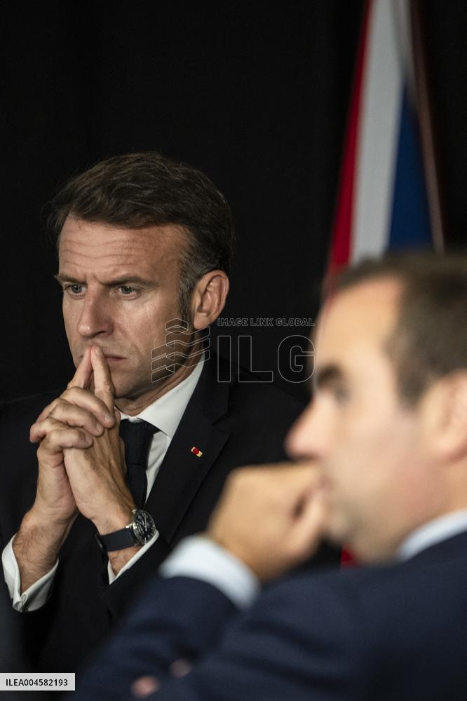 Starmer and Macron During a Visioconference With NATO Leaders - London