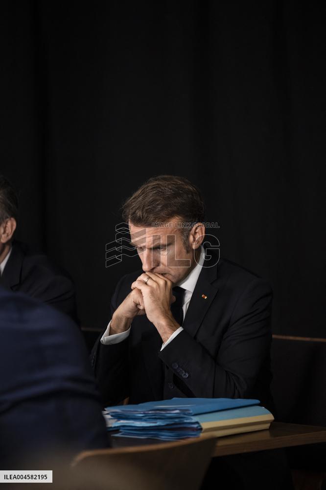 Starmer and Macron During a Visioconference With NATO Leaders - London