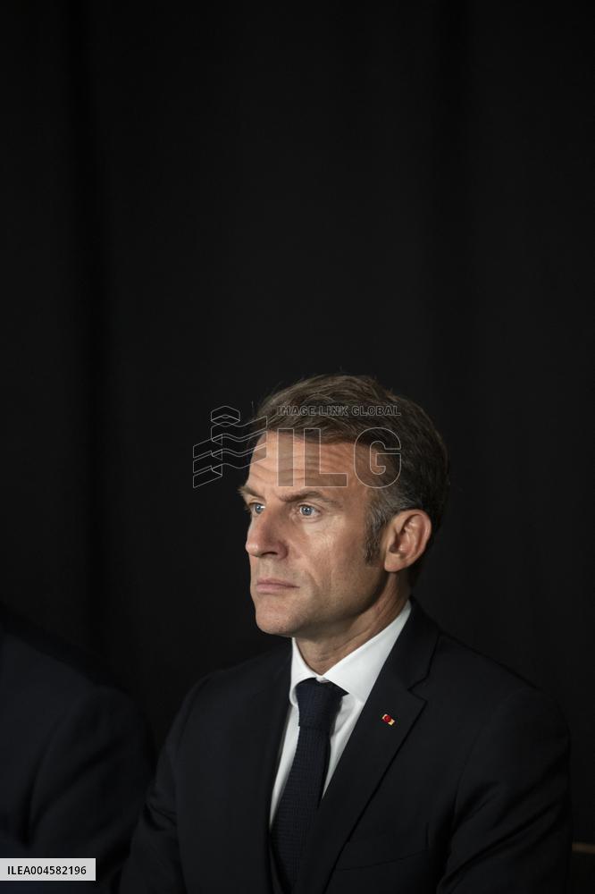 Starmer and Macron During a Visioconference With NATO Leaders - London
