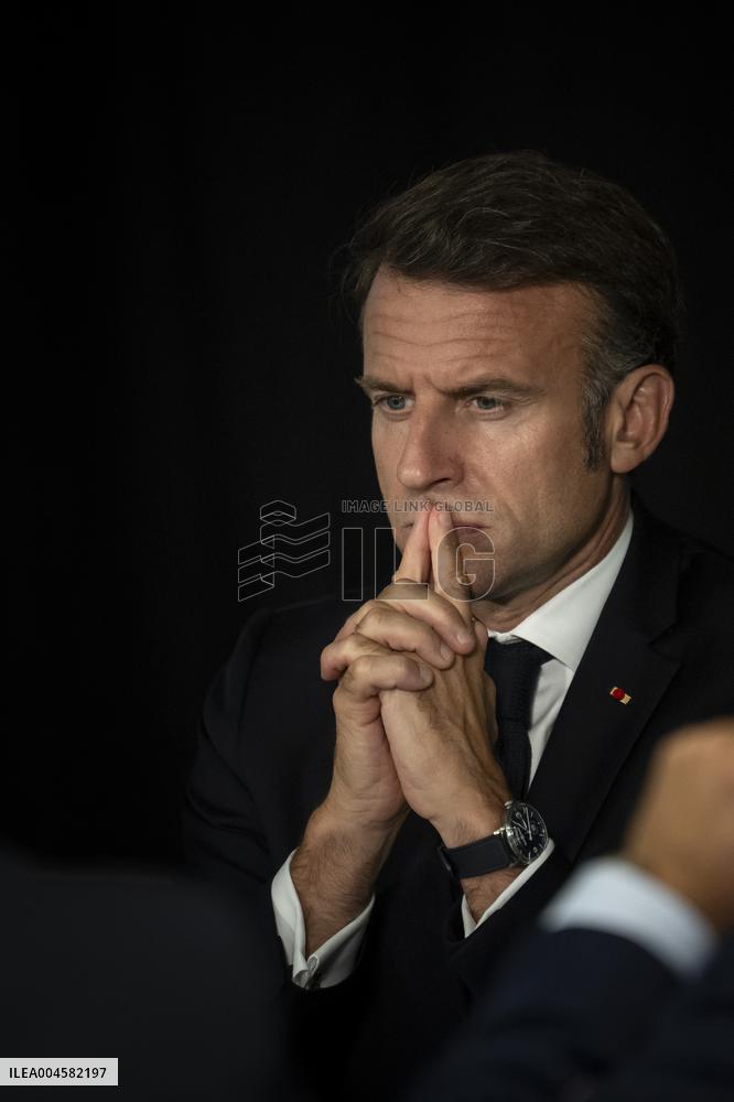 Starmer and Macron During a Visioconference With NATO Leaders - London