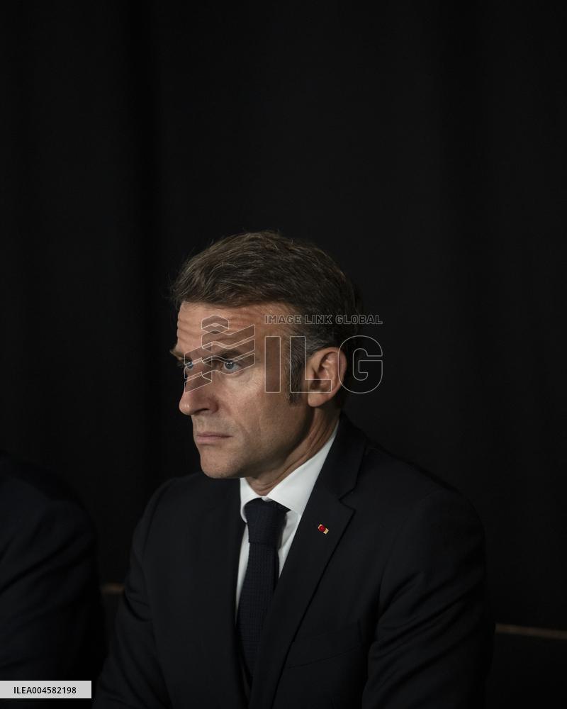 Starmer and Macron During a Visioconference With NATO Leaders - London