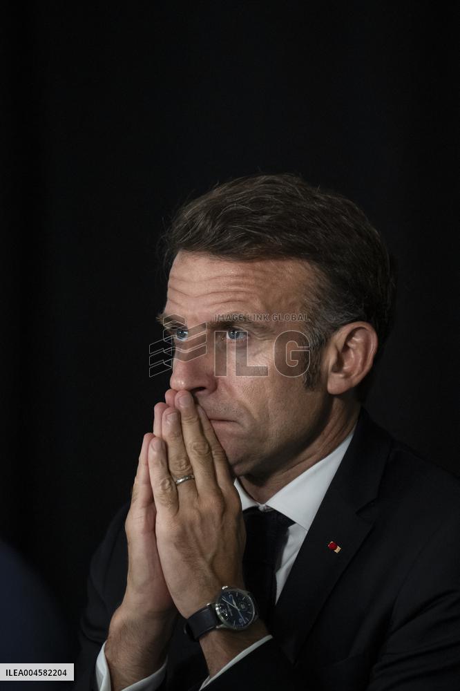 Starmer and Macron During a Visioconference With NATO Leaders - London