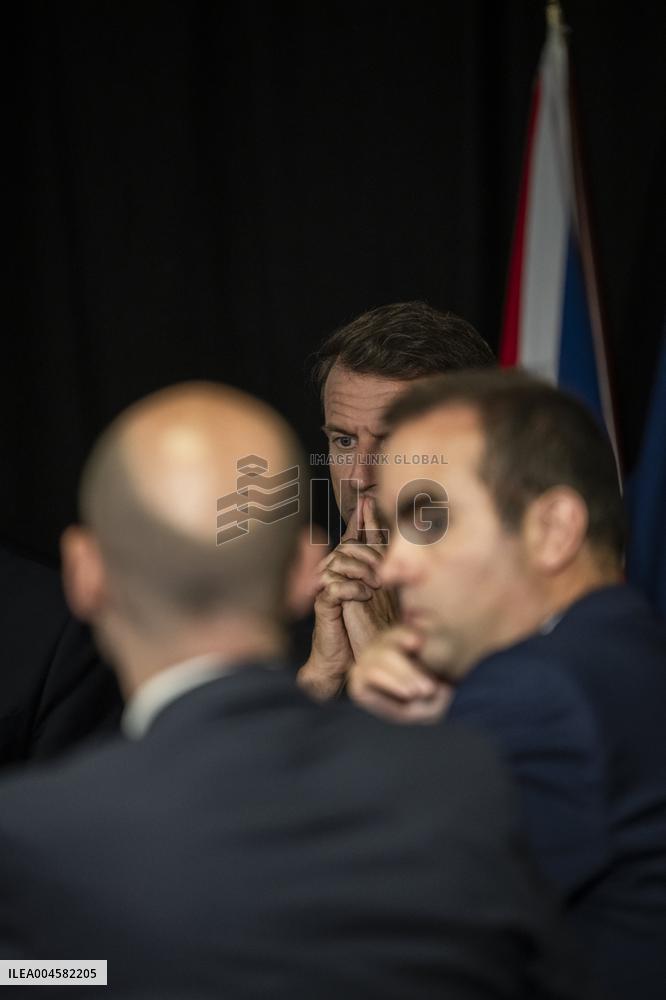 Starmer and Macron During a Visioconference With NATO Leaders - London