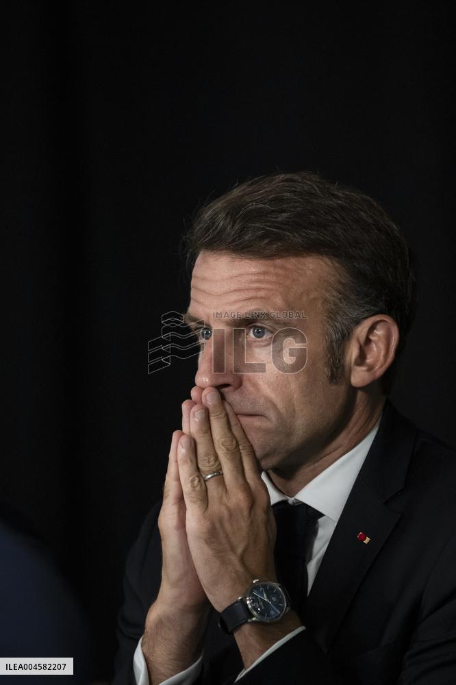 Starmer and Macron During a Visioconference With NATO Leaders - London