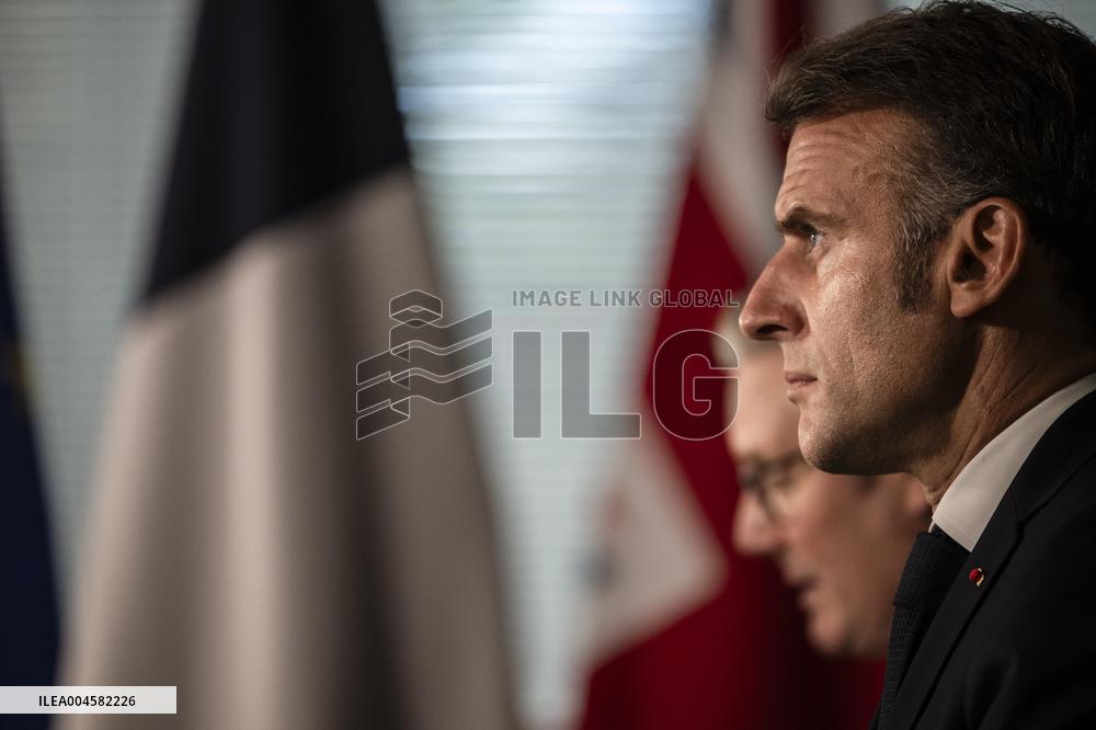 Starmer and Macron During a Visioconference With NATO Leaders - London