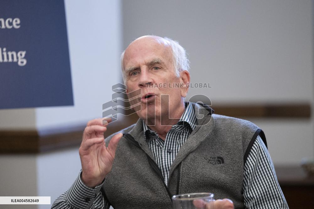 United States Senator Peter Welch (Democrat of Vermont) gives pen and pad on reformation of FEMA