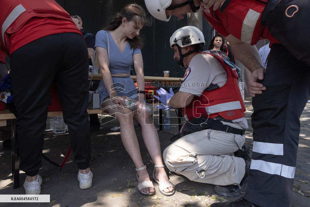 Citizens Receive First Aid Following Russian Strike - Ukraine