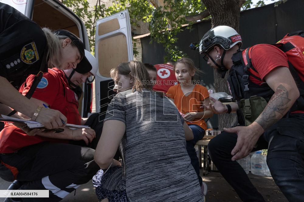 Citizens Receive First Aid Following Russian Strike - Ukraine