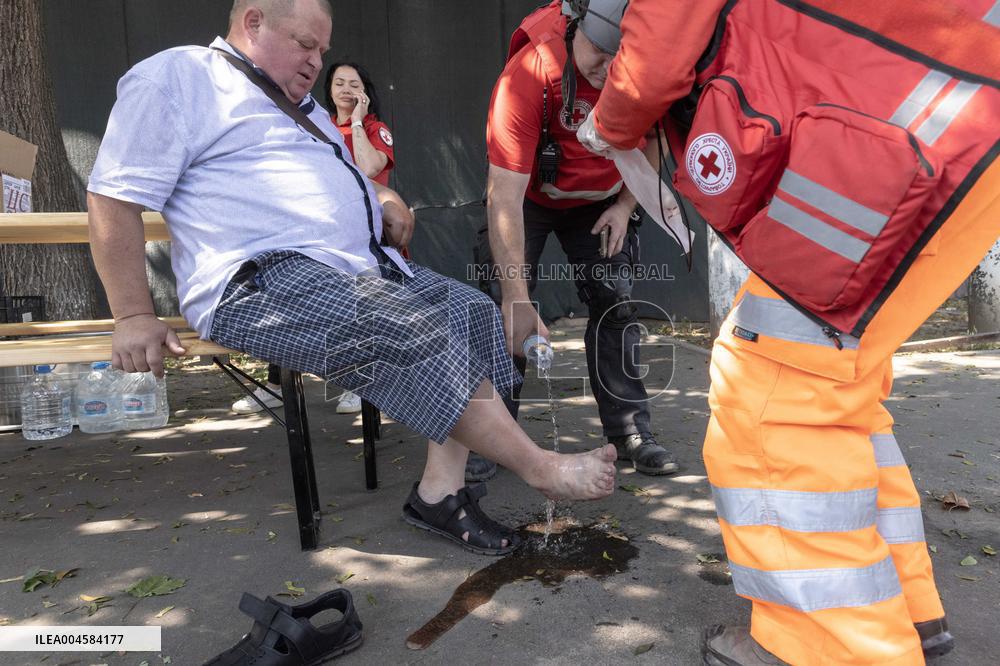 Citizens Receive First Aid Following Russian Strike - Ukraine