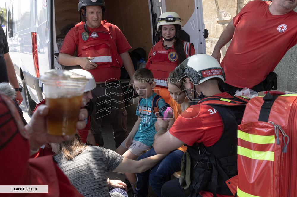 Citizens Receive First Aid Following Russian Strike - Ukraine