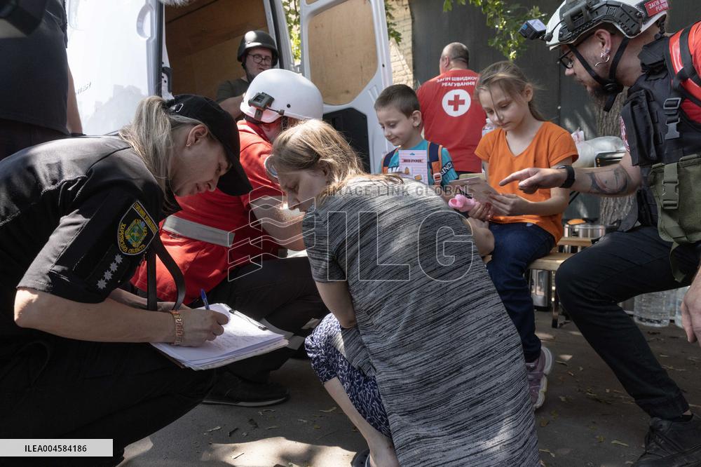 Citizens Receive First Aid Following Russian Strike - Ukraine
