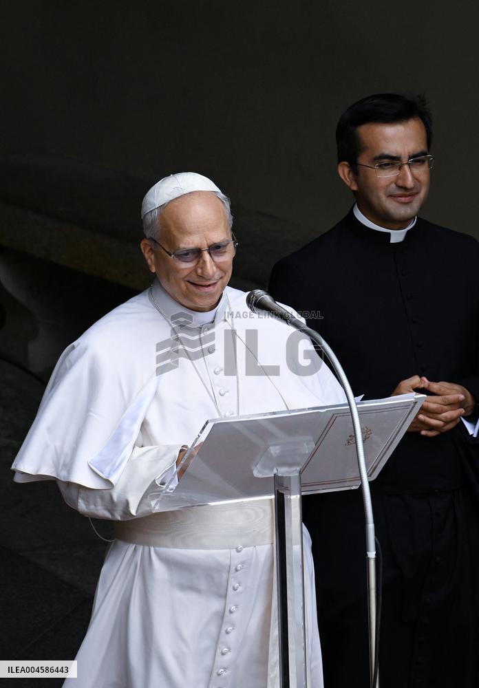 Pope Leo XIV Leads The Angelus Prayer In Castel Gandolfo