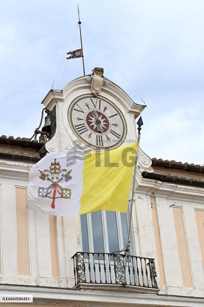 Pope Leo XIV Leads The Angelus Prayer In Castel Gandolfo