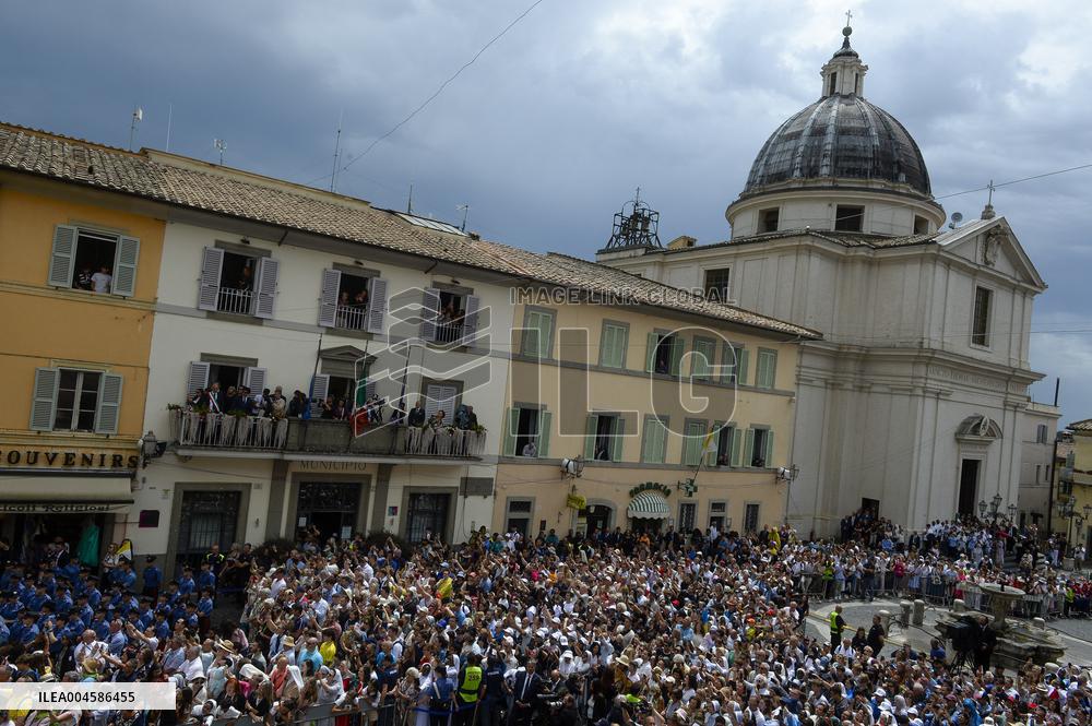 Pope Leo XIV Leads The Angelus Prayer In Castel Gandolfo