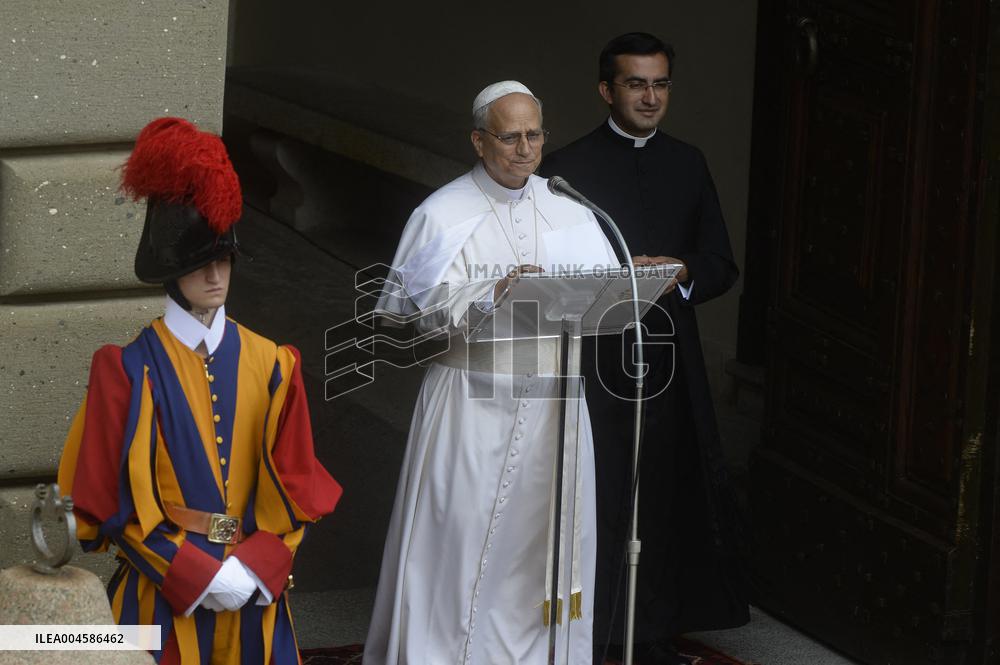 Pope Leo XIV Leads The Angelus Prayer In Castel Gandolfo