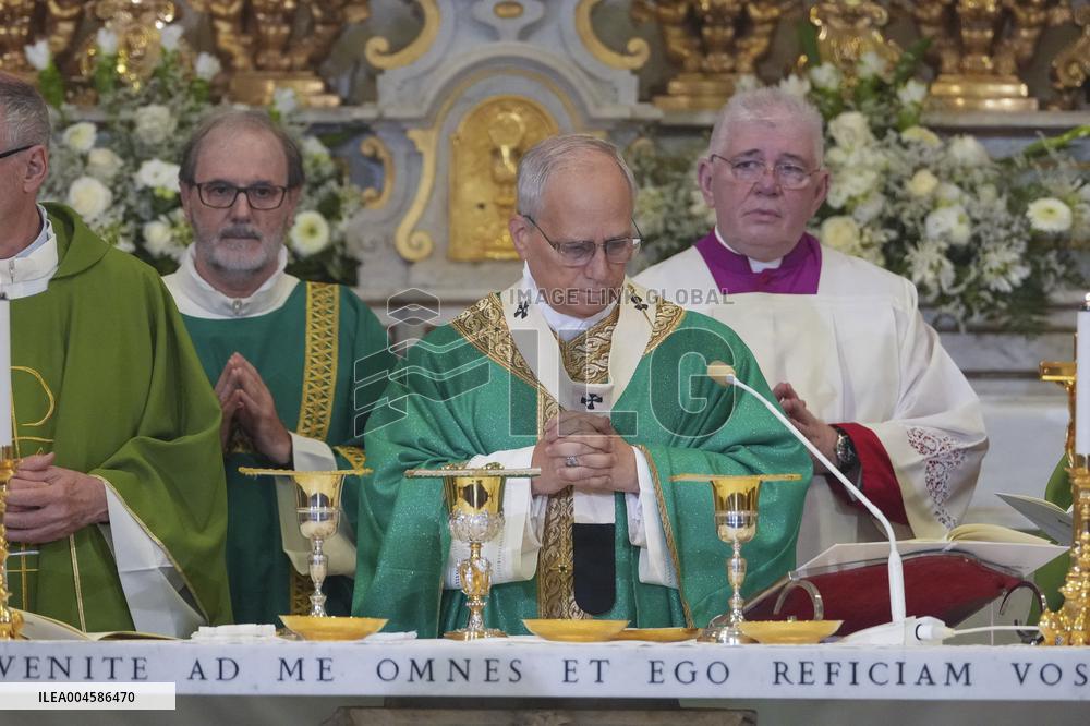Pope Leo XIV Leads The Angelus Prayer In Castel Gandolfo