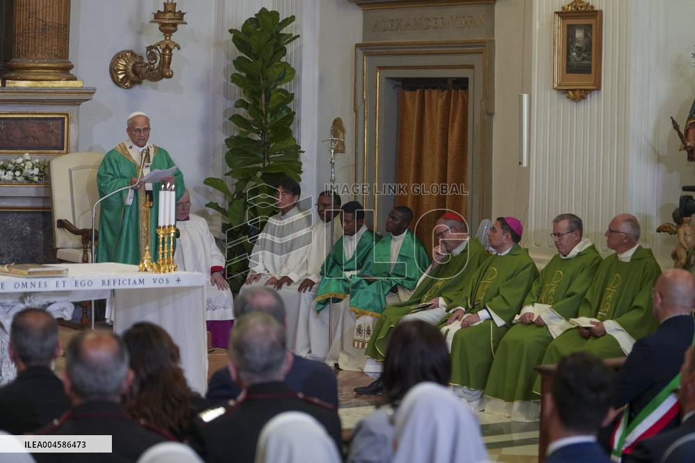 Pope Leo XIV Leads The Angelus Prayer In Castel Gandolfo