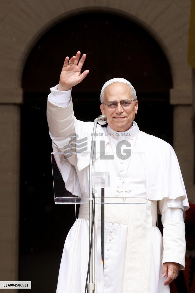 Pope Leo XIV Leads The Angelus Prayer In Castel Gandolfo