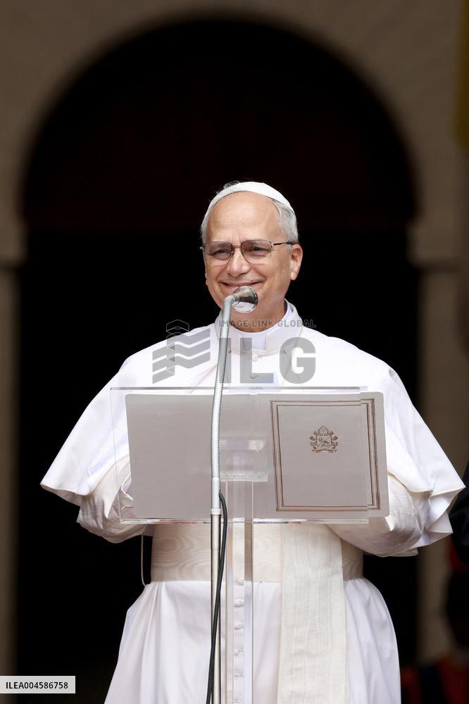 Pope Leo XIV Leads The Angelus Prayer In Castel Gandolfo