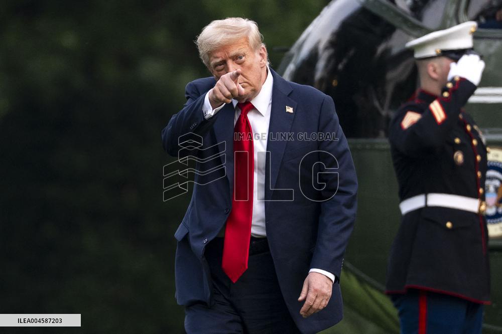 President Donald Trump Returns to the White House in Washington, DC