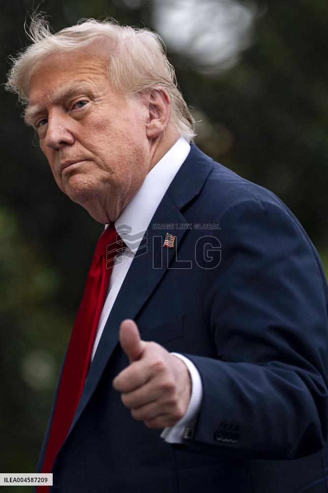 President Donald Trump Returns to the White House in Washington, DC
