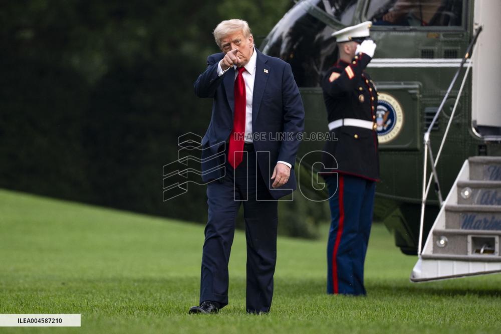President Donald Trump Returns to the White House in Washington, DC