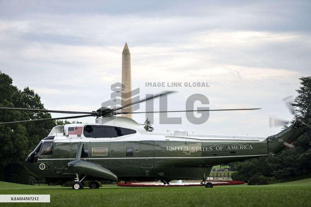 President Donald Trump Returns to the White House in Washington, DC