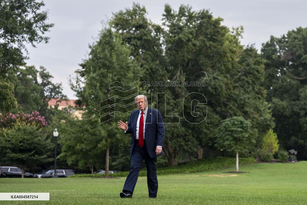 President Donald Trump Returns to the White House in Washington, DC