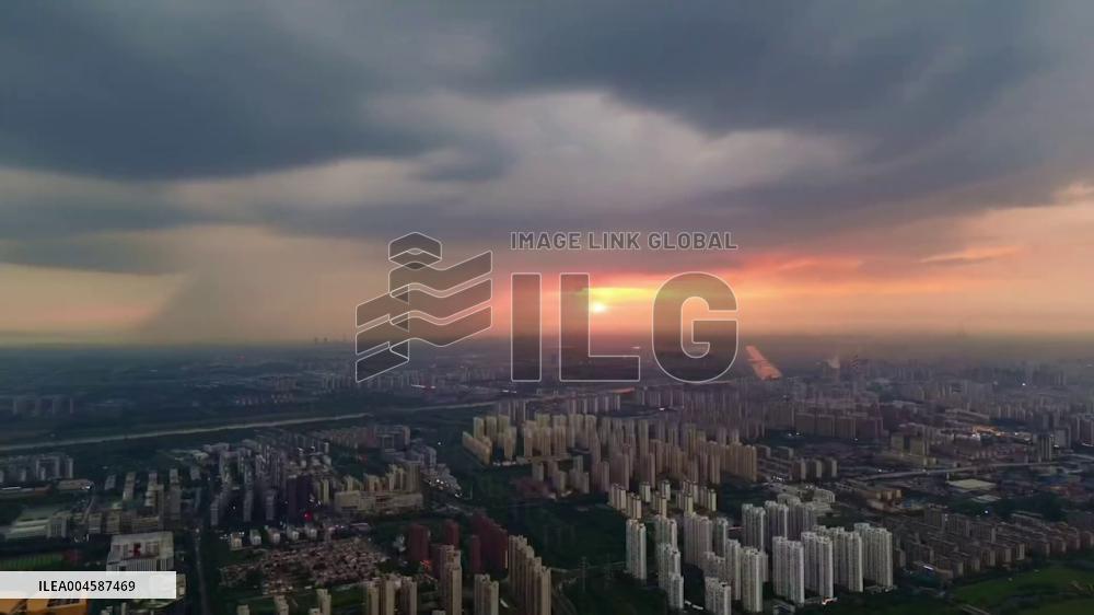 China: Torrential Rainstorm Sweeps Through Jining, Shandong