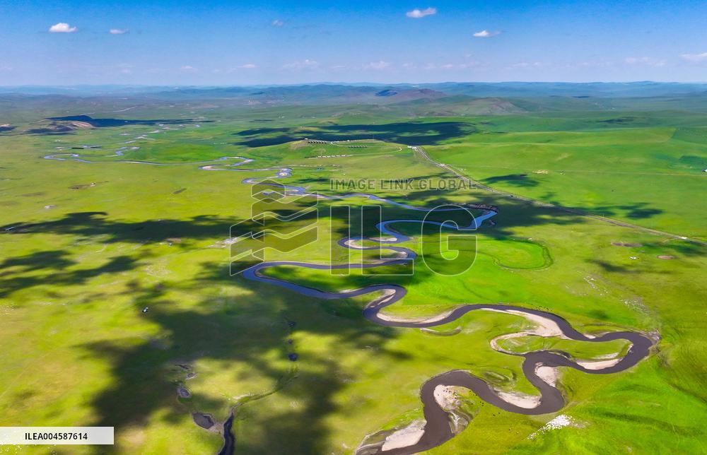 Winding Moergele River in Hulun Buir
