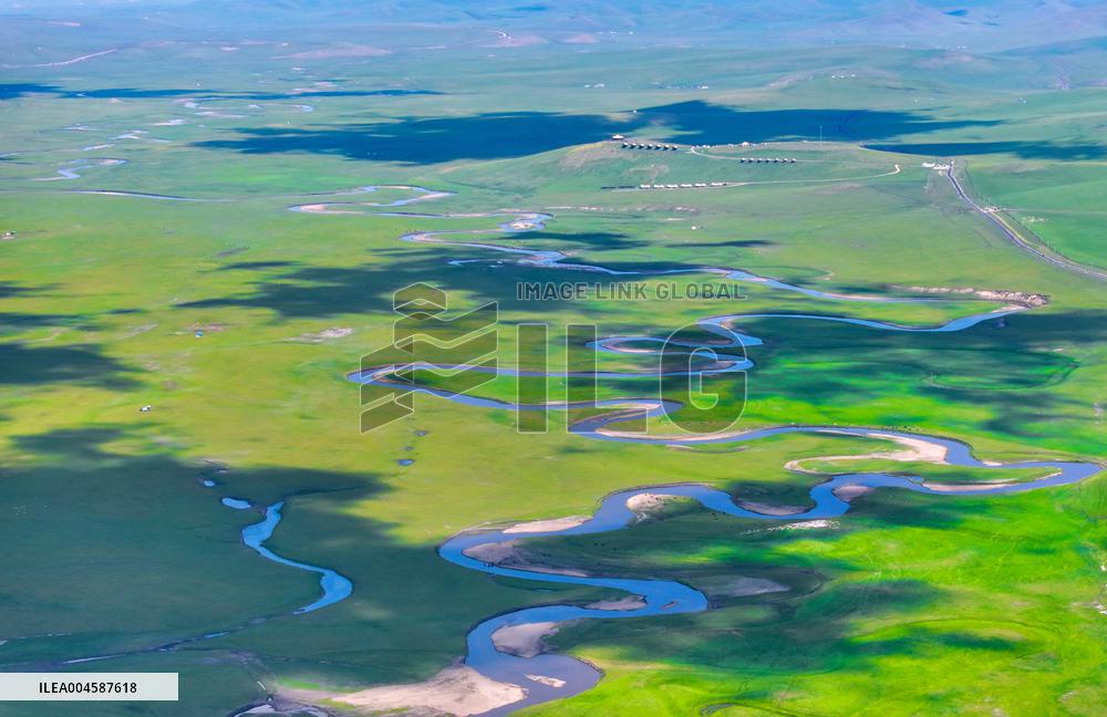 Winding Moergele River in Hulun Buir