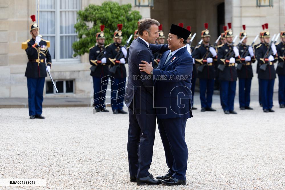 Emmanuel Macron welcomes Indonesian President prior a working diner - Paris