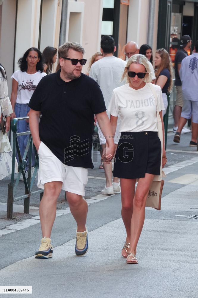 James Corden And Julia Carey Strolling - Saint-Tropez
