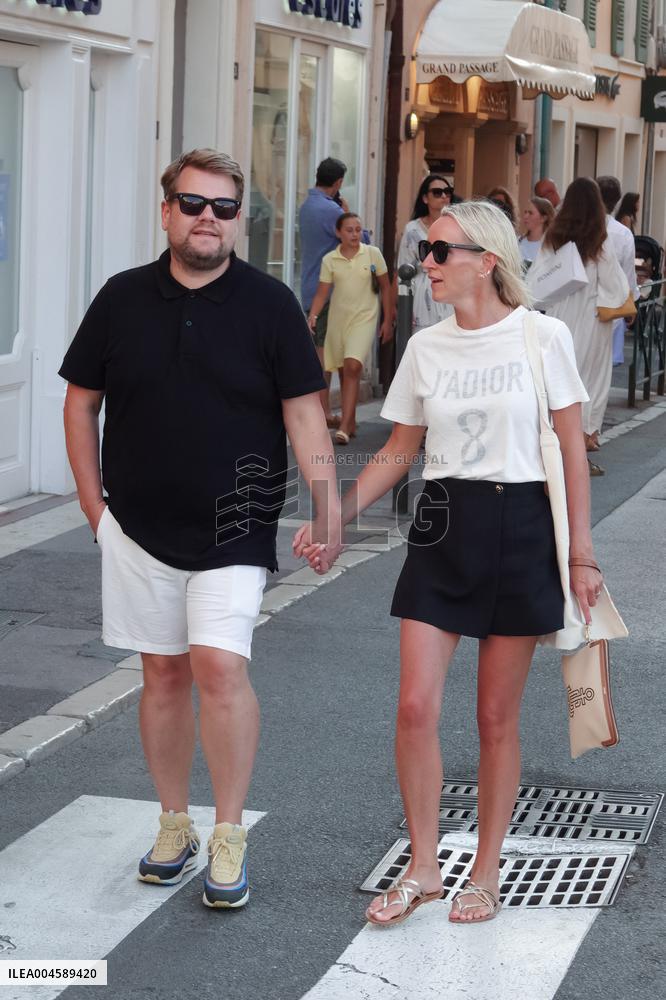 James Corden And Julia Carey Strolling - Saint-Tropez