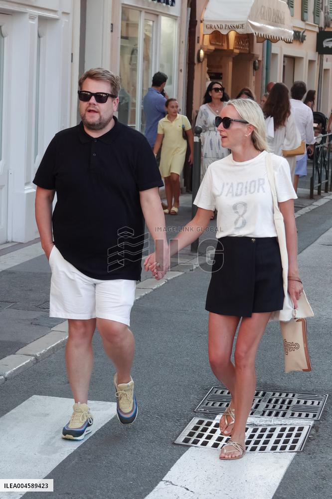 James Corden And Julia Carey Strolling - Saint-Tropez