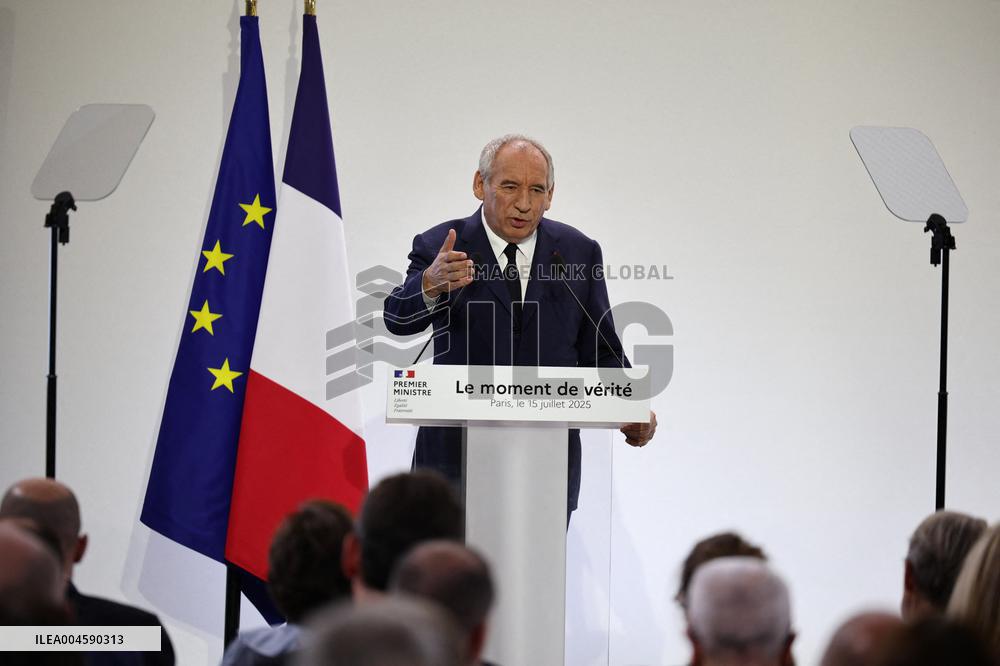 French PM Francois Bayrou Unveiling Main Guidelines Of France s 2026 Budget - Paris