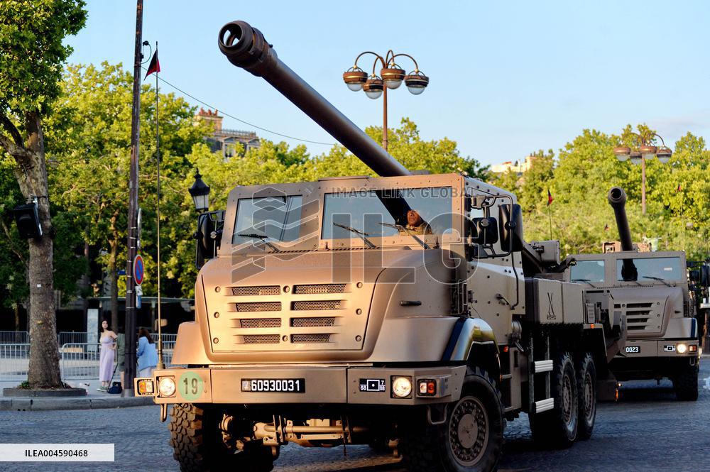 Installation of the July 14 parade on the Champs-Elysees - Paris